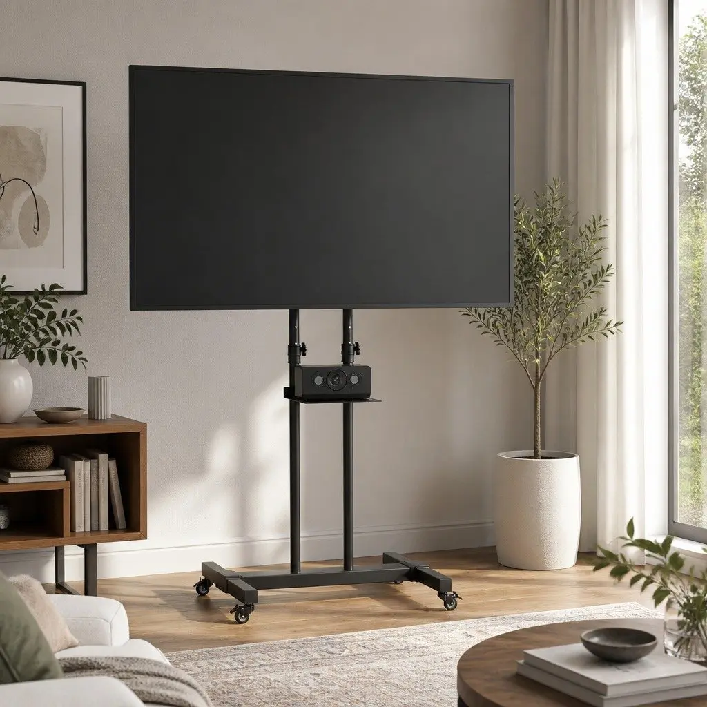 Mobile TV Stand Floor Mount Bracket for 23-65 inch Screens Portable Trolley Cart