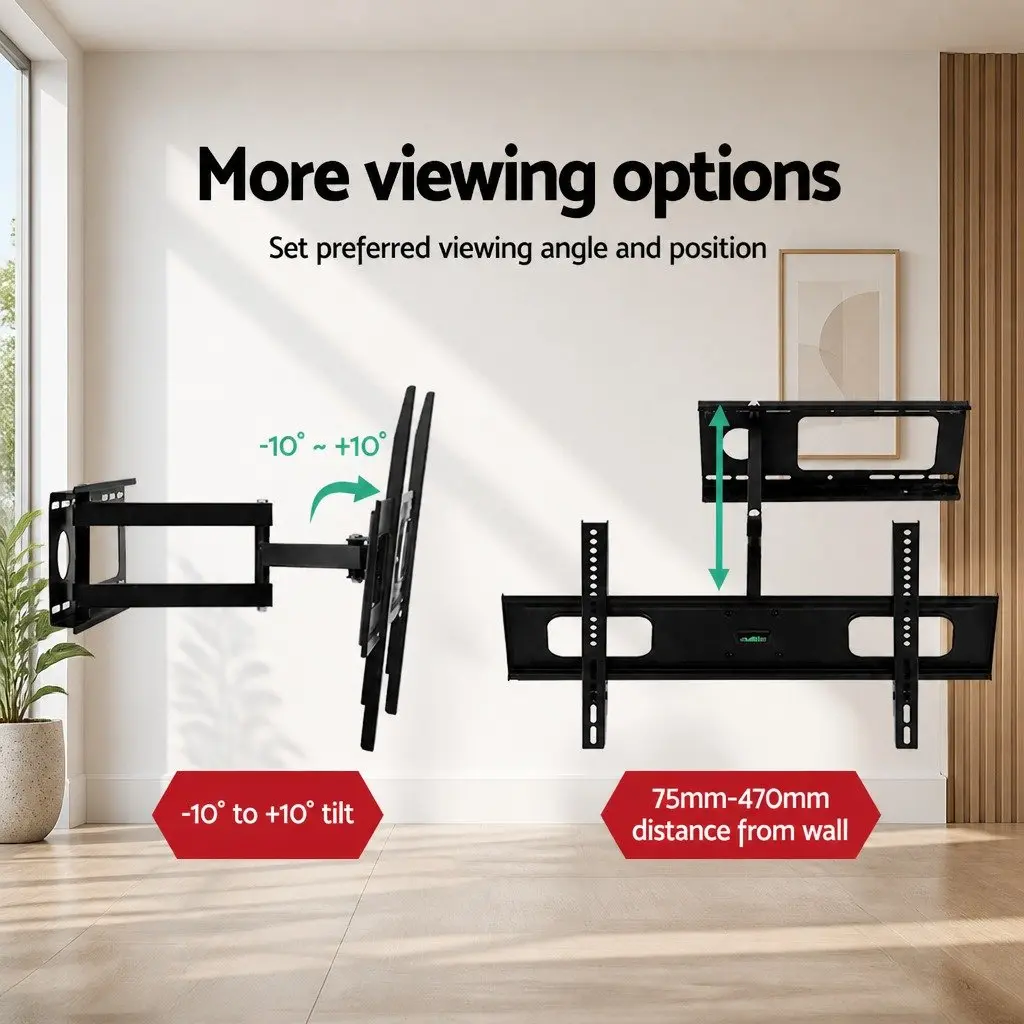 TV Wall Mount Bracket Full Motion Tilt Swivel Adjustable 32"-70" Black