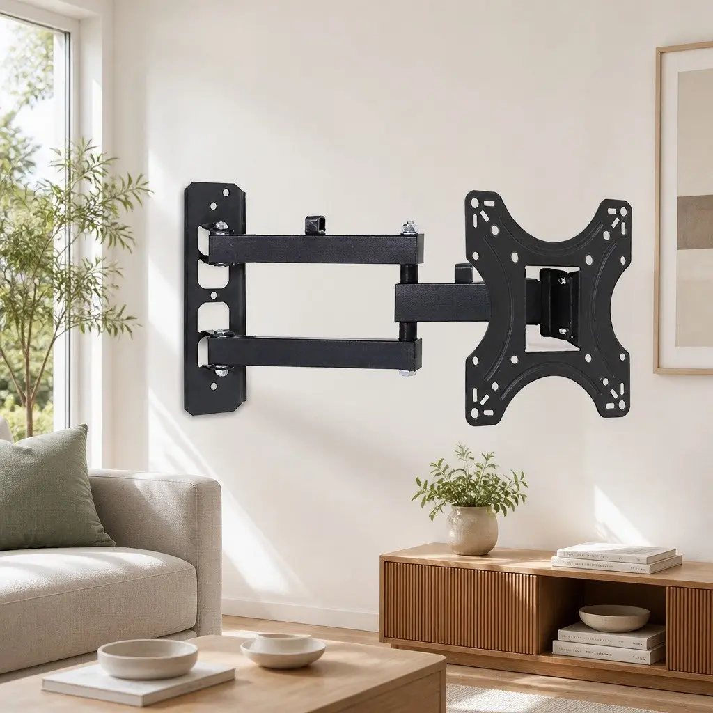 TV Wall Mount Bracket 17"-42" LED LCD Full Motion Tilt Swivel Arm Black