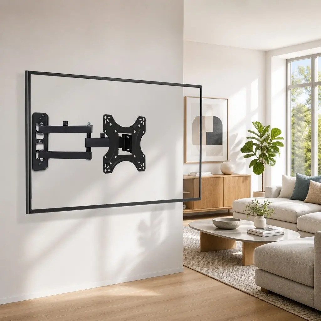 TV Wall Mount Bracket Full Motion Tilt Swivel Arm 17"-42" Black