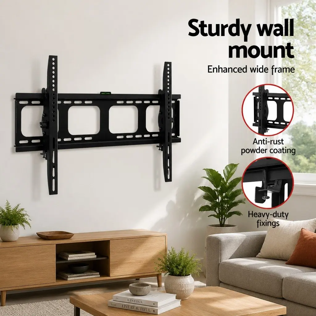 TV Wall Mount Bracket 42"-90" LED LCD Tilt Flat Low Profile Black Slim Design