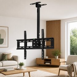 TV Ceiling Mount Bracket 32"-75" Full Motion Tilt Rotation Black Universal VESA