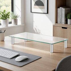 Monitor Stand Riser Desktop Laptop Screen Raiser Glass Display Shelf Adjustable