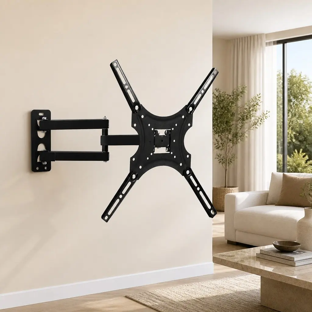 TV Wall Mount Bracket 24"-50" Full Motion Tilt Swivel Articulating Arms Black