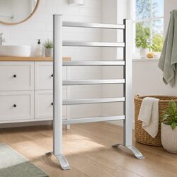 Electric Heated Towel Rail Rack 6 Bars Freestanding Clothes Warmer Dryer