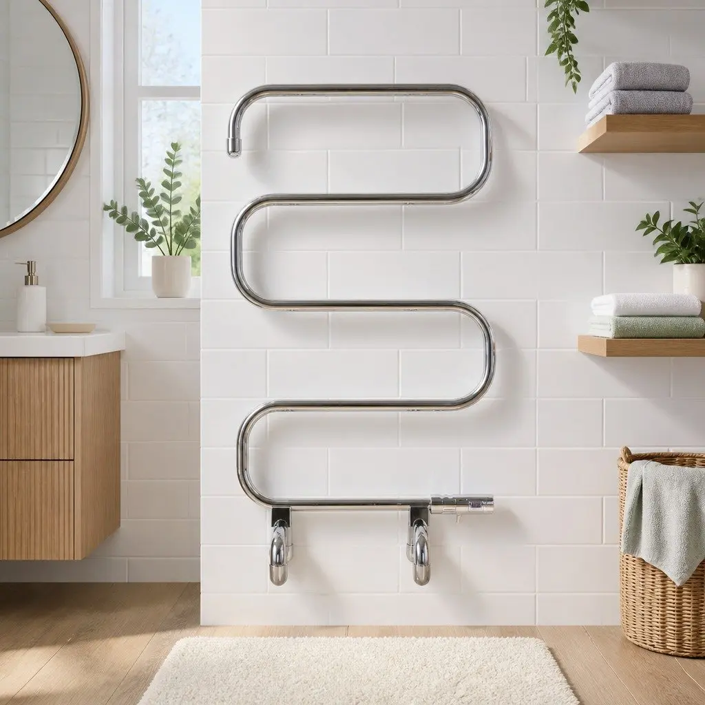 Electric Heated Towel Rail 5 Bars Freestanding Silver