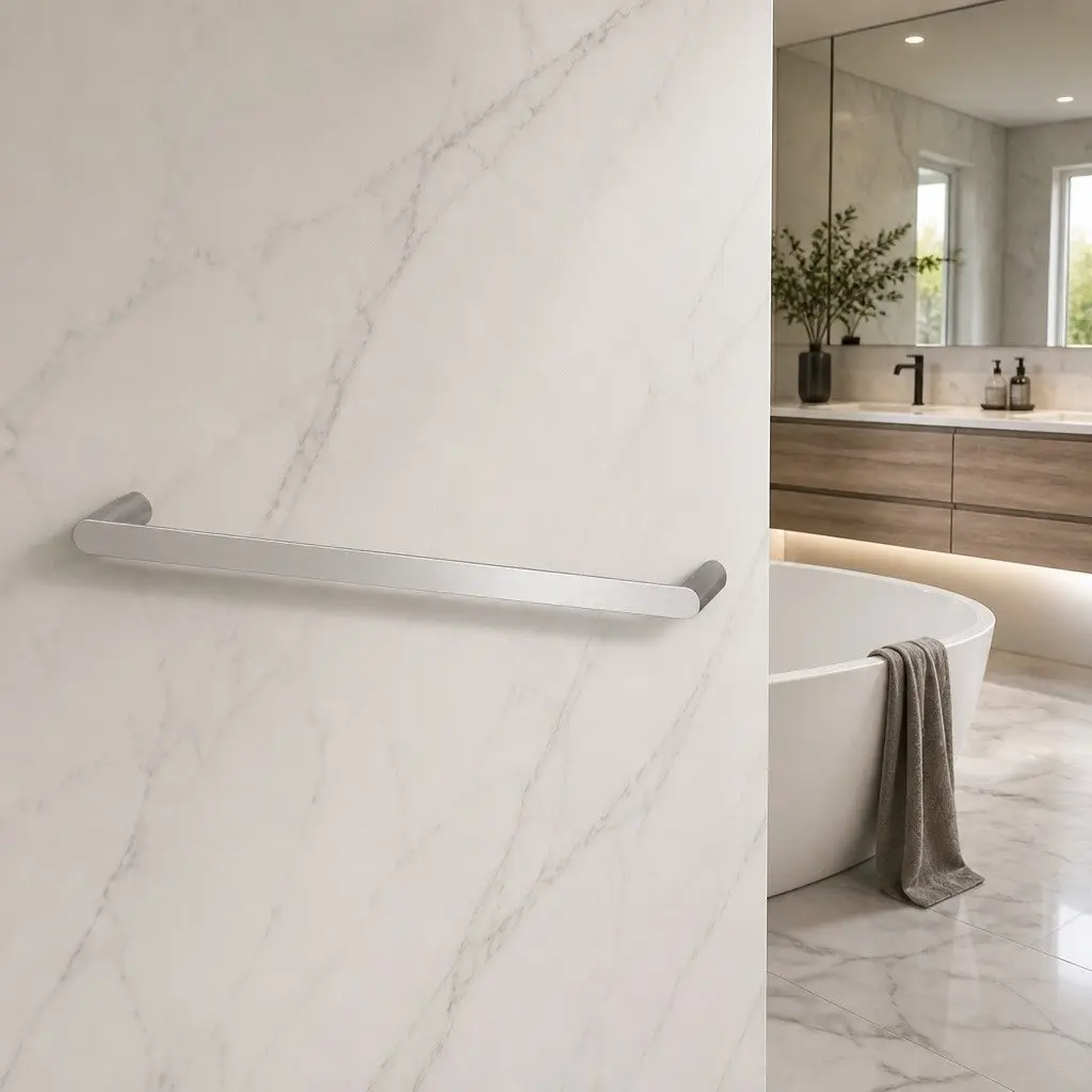 Wall Mounted Towel Rail Single 600mm Holder Bathroom Kitchen Rack Silver