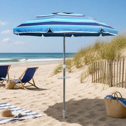 Beach Umbrella 2.2M Outdoor Patio Sun Shade Portable Garden Camping Tiltable UV