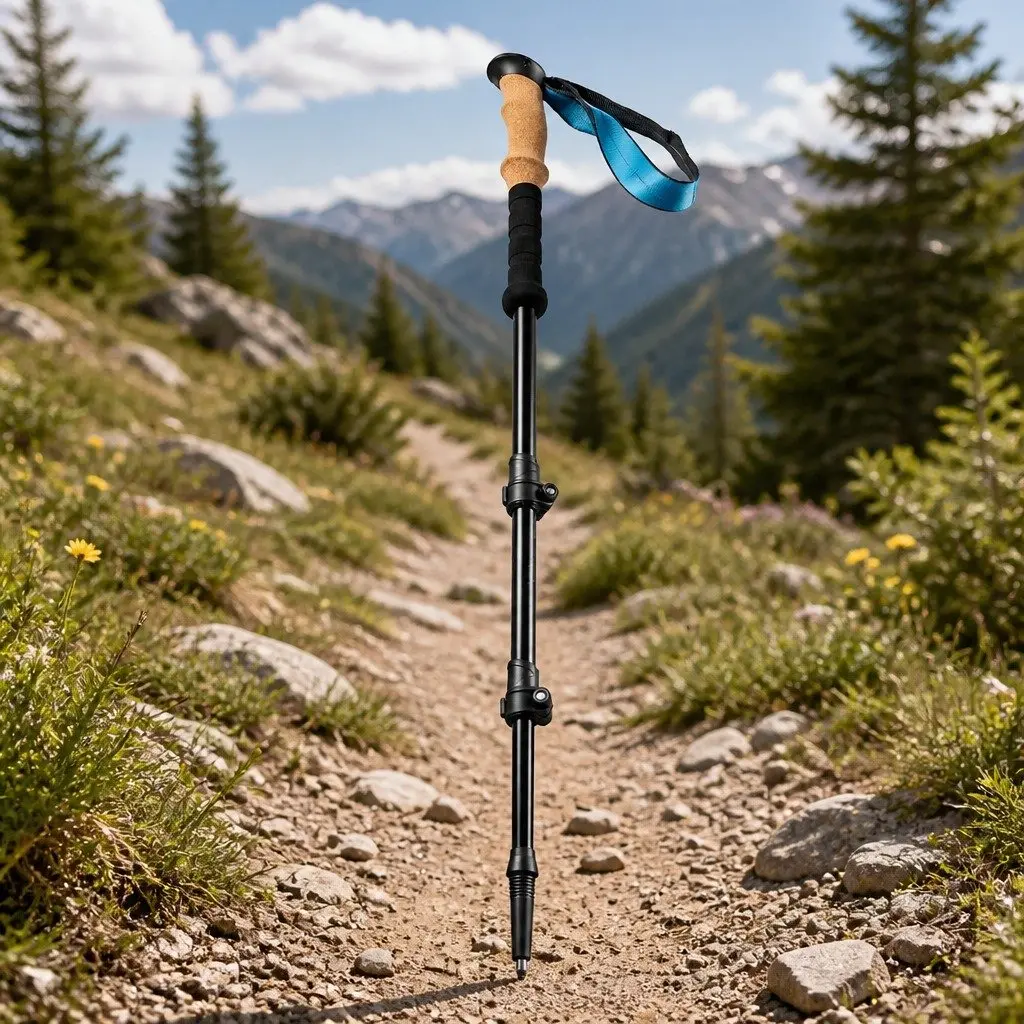 Trekking Poles Adjustable 62-135cm Lightweight Carbon Fiber Black Hiking Walking Sticks
