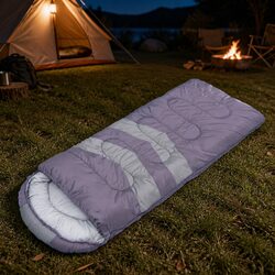 Single Sleeping Bag Outdoor Camping Cold Weather Grey Hollow Cotton Lightweight
