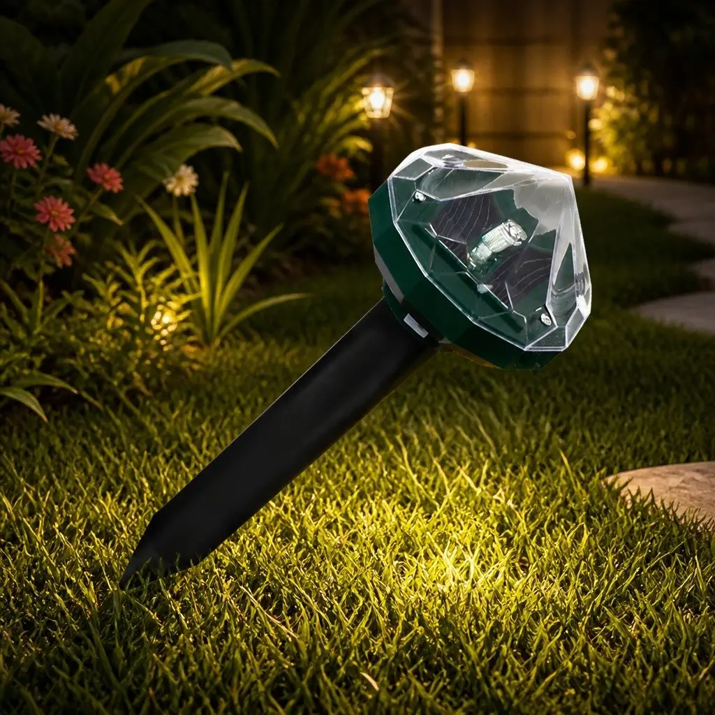 Solar Snake Repeller 4 Pack Sonic Vibration Technology LED Light Green ABS
