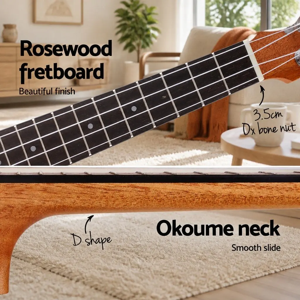 26 Inch Tenor Ukulele Electric Beginner Gift With EQ Cable Carry Bag Strap