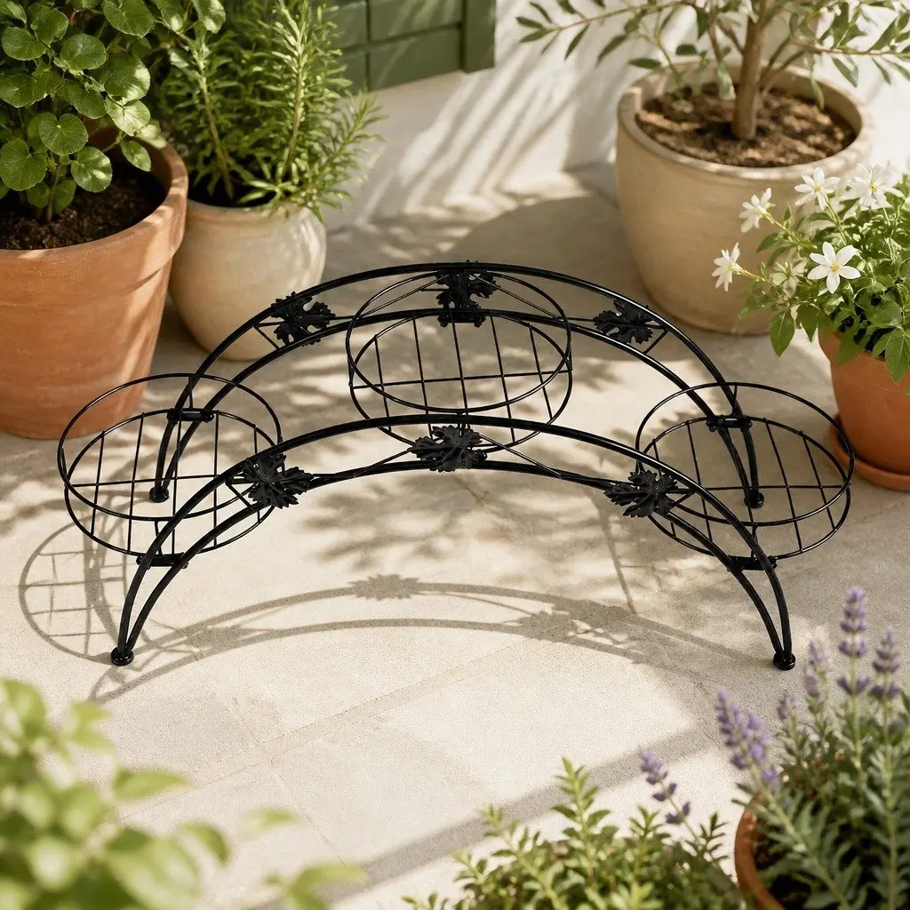 Metal Plant Stand Indoor Outdoor Steel Frame Rust-Resistant Garden Organizer