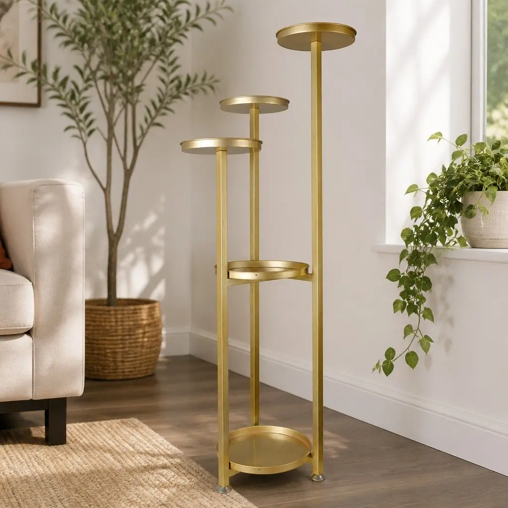 5 Tier Metal Plant Stand Indoor Outdoor Flower Pot Rack Display Shelf Gold Large
