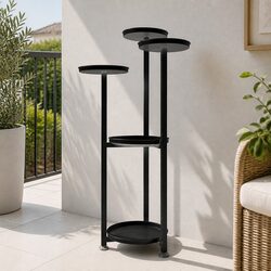 5 Tier Plant Stand Metal Frame Indoor Outdoor Flower Pot Display Shelf Black