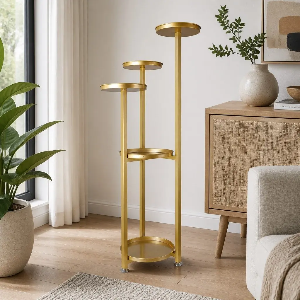 5 Tier Plant Stand Metal Flower Pot Shelf Indoor Outdoor Garden Display Rack