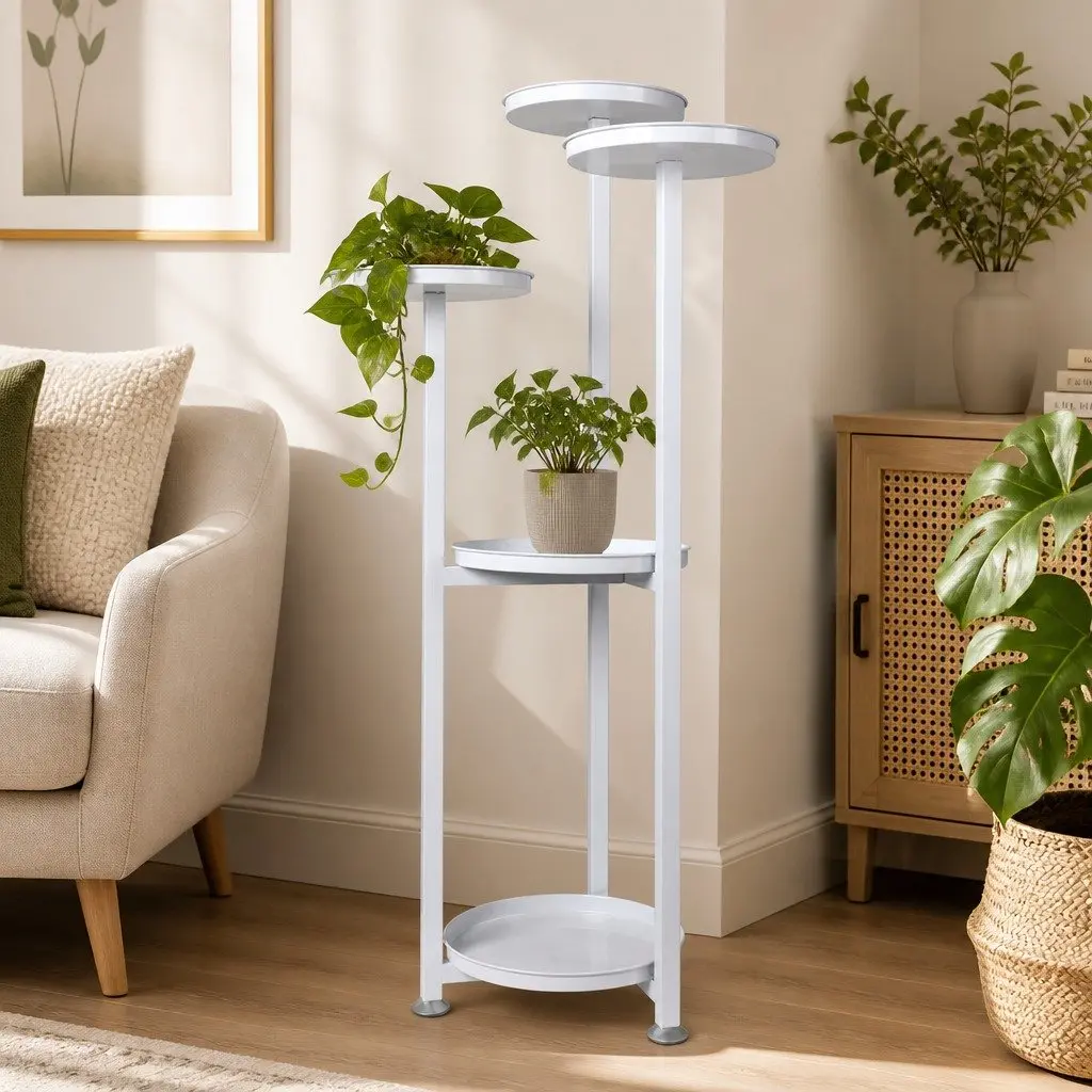 Plant Stand Flower Rack 5 Tier Indoor Outdoor Garden Display White Medium