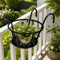 Plant Stand Flower Holder Hook Hanging Pot Basket Rail Mount Garden Display
