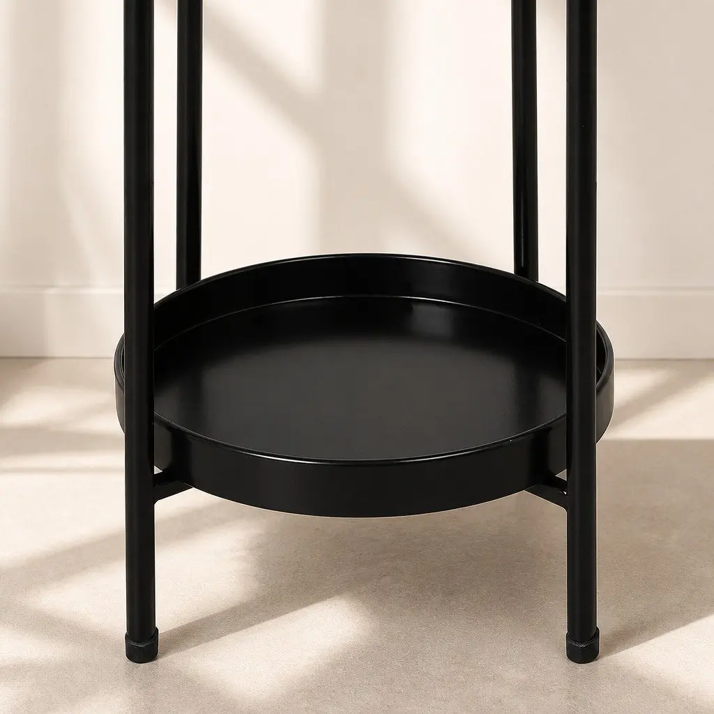 2 Tier Plant Stand Metal Frame Indoor Outdoor Balcony Garden Flower Pot