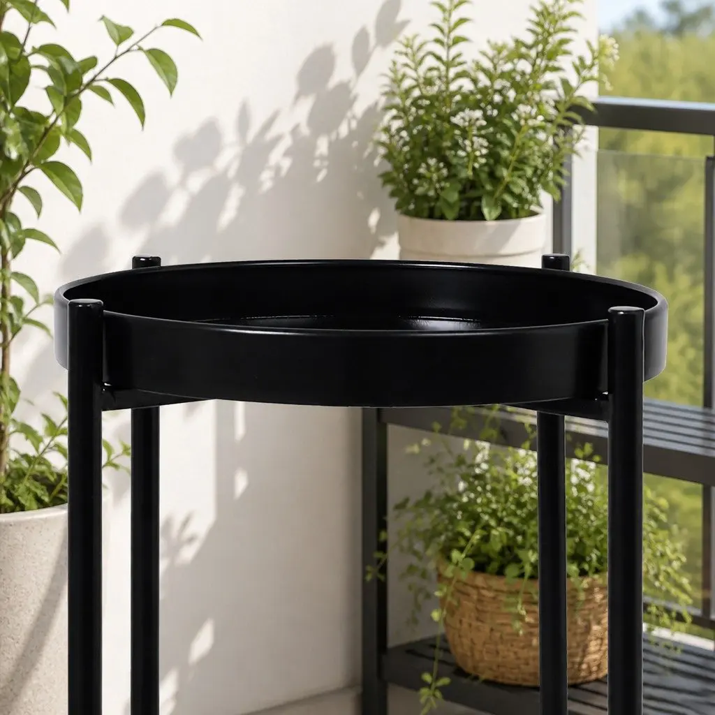 2 Tier Plant Stand Metal Frame Indoor Outdoor Balcony Garden Flower Pot