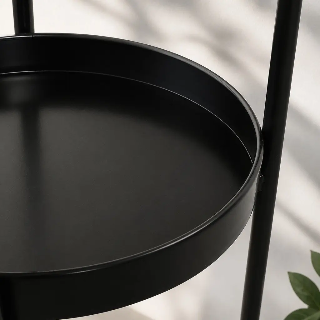 2 Tier Plant Stand Metal Frame Indoor Outdoor Balcony Garden Flower Pot