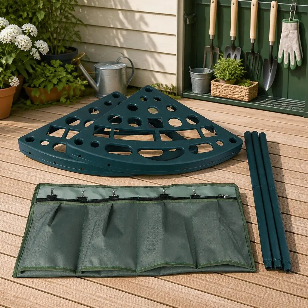 Garden Tool Rack Organizer 27 Slots Weatherproof Space-Saving Green