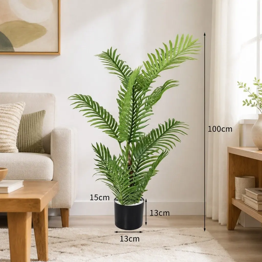 Artificial Tree 100cm Faux Foliage Green Indoor Outdoor Maintenance Free