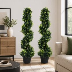 Artificial Spiral Cedar Tree 100cm Indoor Outdoor Faux Greenery Decor 2 Pack