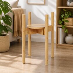 Bamboo Adjustable Plant Stand Indoor Outdoor Expandable 23-30cm Reversible