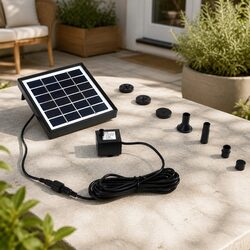 Solar Powered Water Fountain Pump Kit Garden Backyard Water Feature with Nozzles