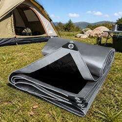 Heavy Duty Tarp 200GSM Waterproof Camping Outdoor Cover 3.65m x 7.3m Grey
