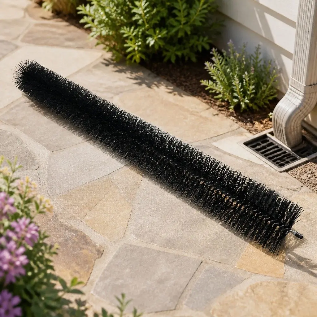 Gutter Brush Guard Nylon Leaf Debris Blocker 10cm Diameter Black Heavy Duty Protection