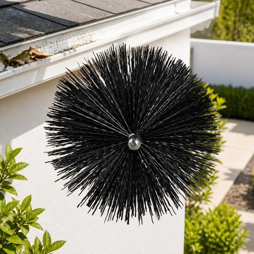 Gutter Brush Guard Nylon Leaf Debris Blocker 10cm Diameter Black Heavy Duty Protection