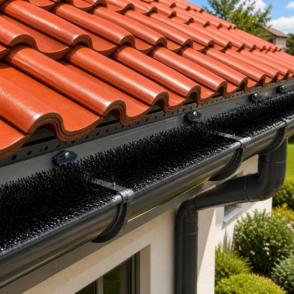Gutter Brush Guard Nylon Leaf Debris Blocker 10cm Diameter Black Heavy Duty Protection
