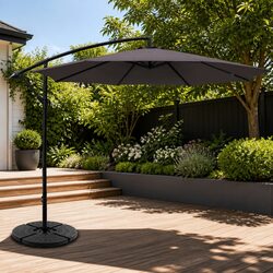3m Cantilever Outdoor Umbrella Side Post Octagonal Canopy Garden Patio Shade