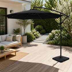 3m Cantilever Umbrella with Base Outdoor Side Post Octagonal Patio Beach Garden