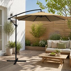 3m Outdoor Cantilever Umbrella Side Post Octagonal Beige Garden Patio Shade