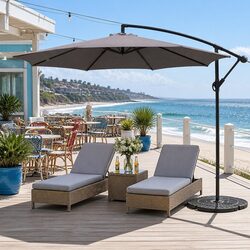 3m Cantilever Outdoor Umbrella Side Post Octagonal Patio Garden Sunshade Grey