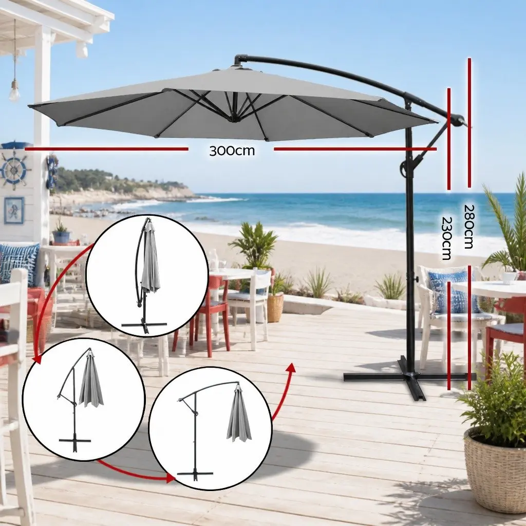 Outdoor Umbrella Octagonal Canopy 3m Grey