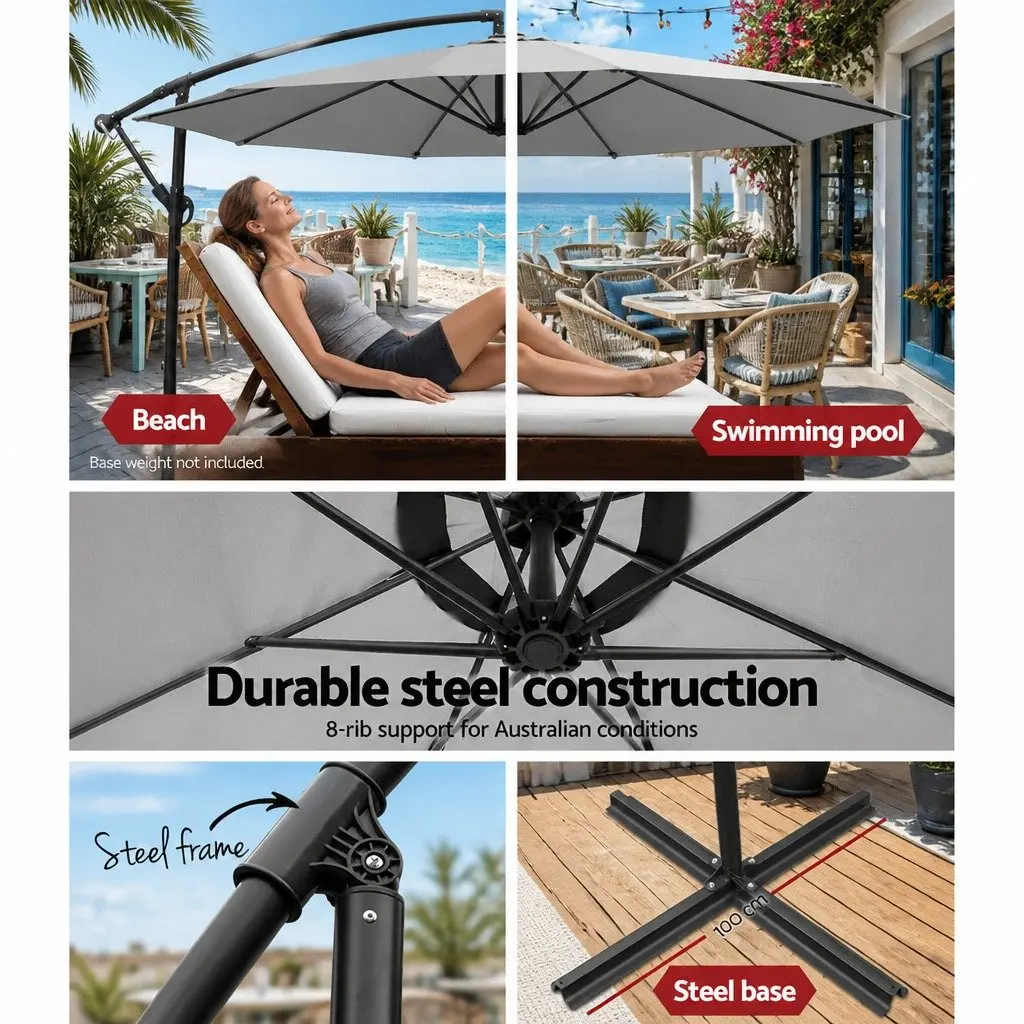 Outdoor Umbrella Octagonal Canopy 3m Grey
