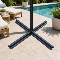 3m Outdoor Cantilever Umbrella Side Post Octagonal Canopy Navy Patio Garden