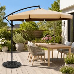 Outdoor Cantilever Umbrella 3m Side Post Octagonal Beige Garden Patio Shade