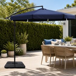 3m Outdoor Umbrella with Base Side Post Cantilever Garden Patio Beach Shade Navy