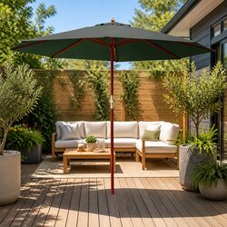 3m Outdoor Umbrella Centre Post Octagon Canopy Beach Garden Patio Sun Shade