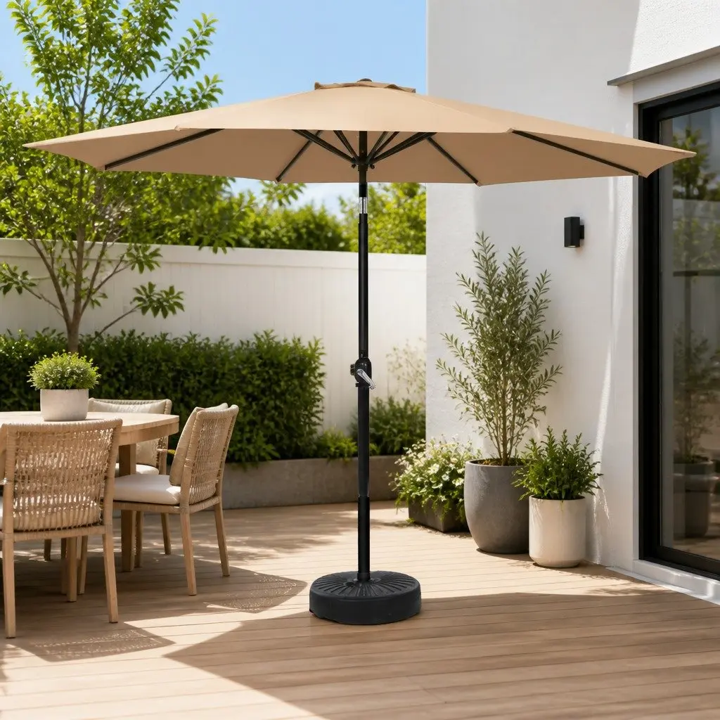 Outdoor Umbrella 3m Octagonal Canopy UV50+ Tilt Beige