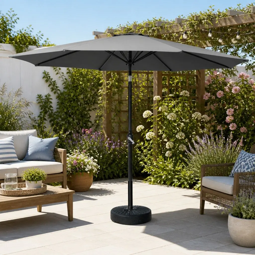 Outdoor Umbrella Octagonal Canopy 3m UV50+ Tilt Charcoal
