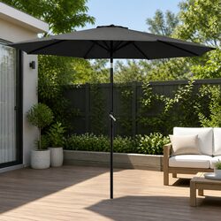 Outdoor Umbrella 3m Centre Post Octagon Garden Patio Beach Tilt Sunshade Black