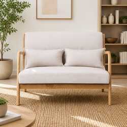 Armchair Lounge Chair Accent Seating Beige Upholstered Modern Scandinavian Style