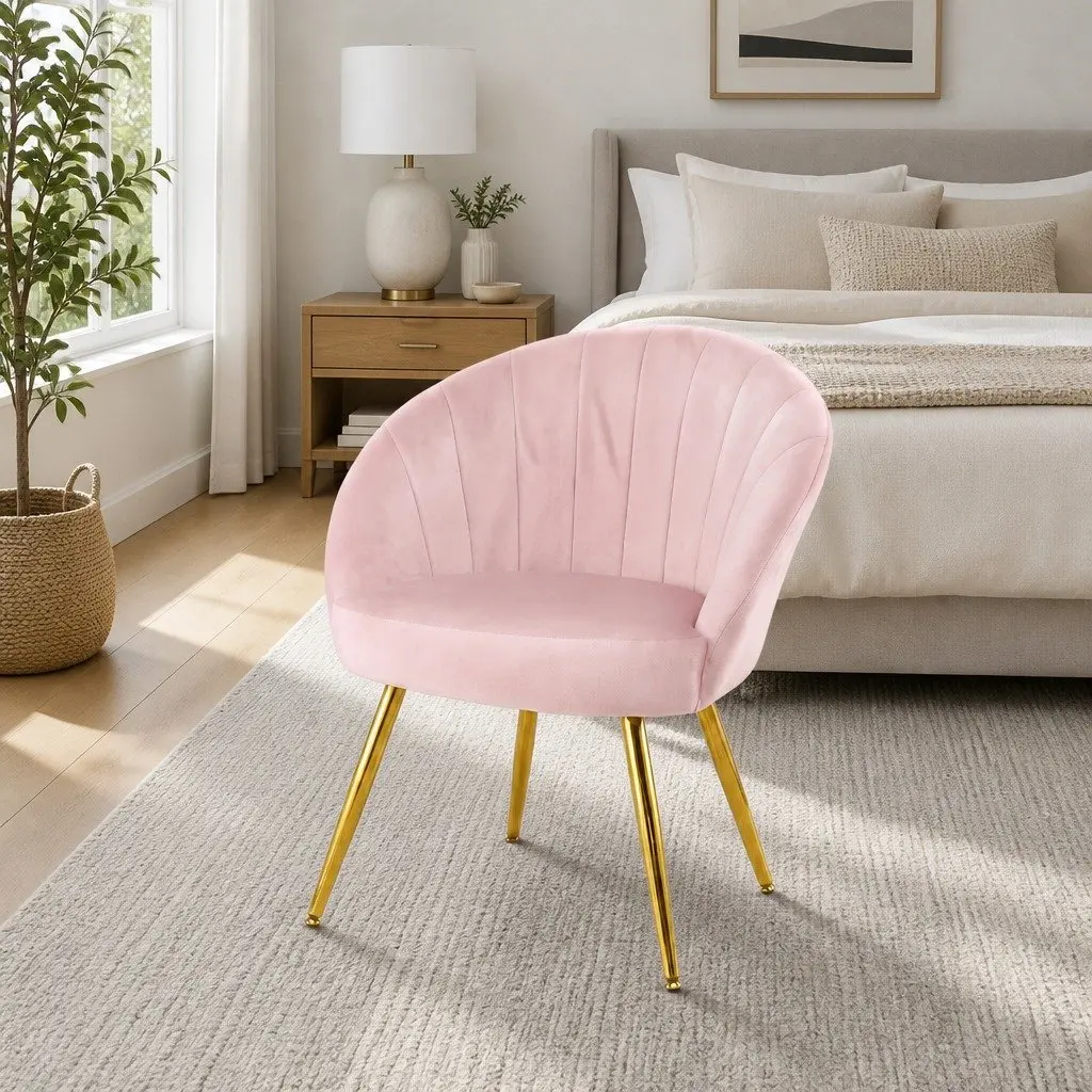 Armchair Pink Velvet Upholstered Extra Wide Back High Resilience Foam Splayed Legs