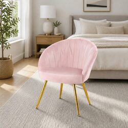 Pink Velvet Armchair with High Resilience Foam Splayed Legs Living Room Accent